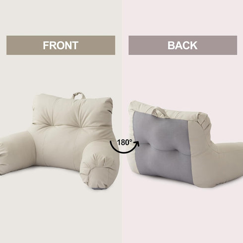A Nice Night Faux Leather Reading Pillow for All Season,Wedge Bedrest Pillow Backrest with Arms Back Support