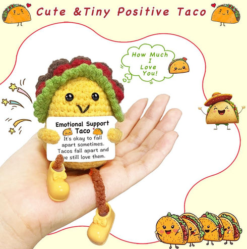AicooFest Positive Crochet Taco Emotional Support Taco Plush Mothers Day Graduation Teacher Appreciation Nurses Week