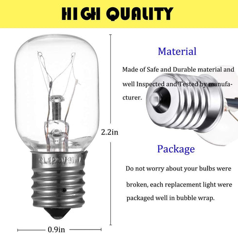 Whirlpool Microwave Light Bulb - Dimmable 125V 40W E17 Base, Fits Maytag GE Amana Over The Range Hood (2)