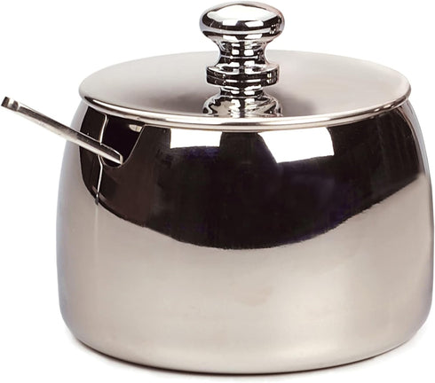RSVP International 8 oz Stainless Steel Sugar Bowl with Lid and 4.5" Spoon