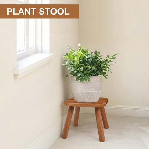 zaowofires 9.3inch) Solid Wood Step StoolWooden Plant Stool, Wood Plant Stand, Round Footstool, Removable Portable