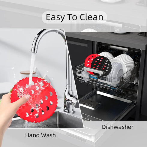 Zayookey 2 Pack Silicone Air Fryer Liners Divider - 6.5inch Reusable Heat Resistant Basket Divider Pads (Black+Red)