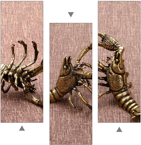 Kisangel Brass Lobster Figurine Feng Shui Statue Wealth Good Luck Sculpture Archaize Artware Chinese Tea Pet Nautical