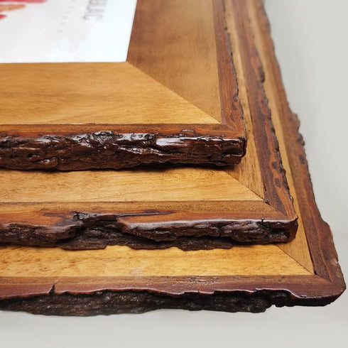 4x6 Brown Wood Picture Frames, Live Edge Rustic Photo Frame with Glass Front for 6x4 inch Photos, Tabletop or Wall