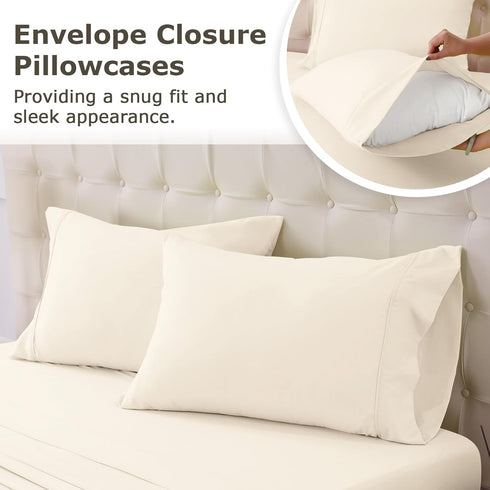Set 4 Queen Size Bed Sheet - Piece Soft Microfiber Sheets with Deep Pockets, Cooling Technology, and Wrinkle-Free