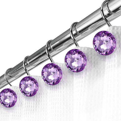 iiEASEST Quality Acrylic Decorative Shower Curtain Hooks Rings, Set of 12 (Purple)