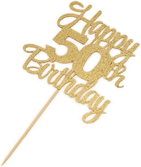 Happy 50th Birthday Cake Topper, 50th Birthday Decorations, 50 Cake Party Decor, 50 Anniversary Decor