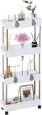 Melody House 4-Tier Slim Mobile Shelving Unit on Wheels, Slide Out Rolling