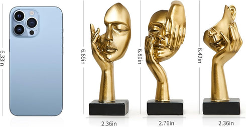 3 Pcs Gold Thinker Statues Sculptures for Home Decor, Golden Statues Table Decor Accents, House Decorations for Living