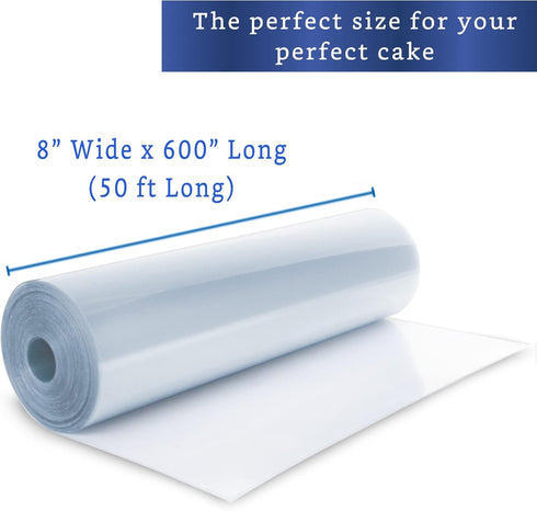 Cake Collar Acetate Roll 8 x 600 in (50ft) - Cake Collar 8 in - Acetate Cake Collars - Acetate Sheets for Baking - Cake Ring Sleeves - Cake Wrapping Plastic - Acetato para Reposteria by FIESTA WRAPS
