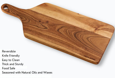 Wooden Cutting Board for Kitchen/Chopping/Serving Board, Platter for Vegetables, Cheese and Charcuterie | Acacia Wood |16 * 7 Inches | Handmade in India