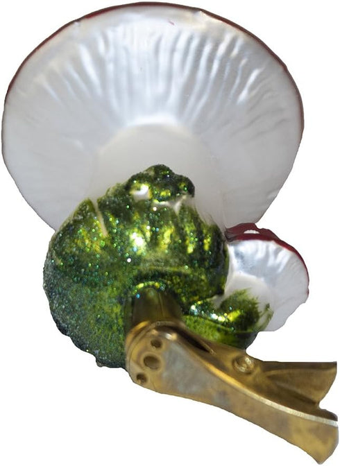 Kurt Adler 2-Piece Glass Clip-On Mushroom Ornament Set, 4-Inch, Christmas