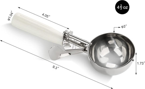 34745 Commercial-Grade 18/8 4.67 oz, 6, New Star Foodservice Thumb Press Food Disher/Ice Cream Scoop, Stainless Steel