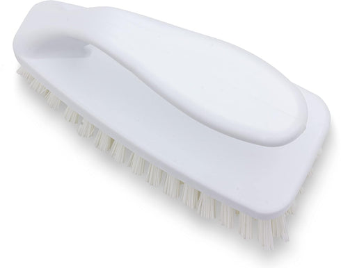 SPARTA Scrub Brush with Iron Shaped Handle, Heavy Duty Stiff Bristles for Kitchen, Bathroom, Tile, Sink, 6 Inches, White