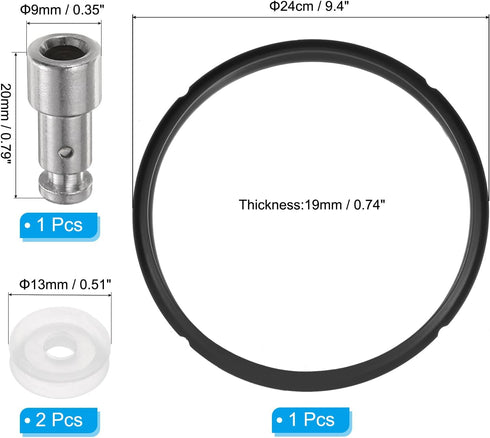 uxcell Pressure Cooker Float Valve Floater Kit, 1 Set Steam Sealing Rings Silicone Gasket Float Valve Kit for Pressure Cooker Replacement 5/6QT, Black