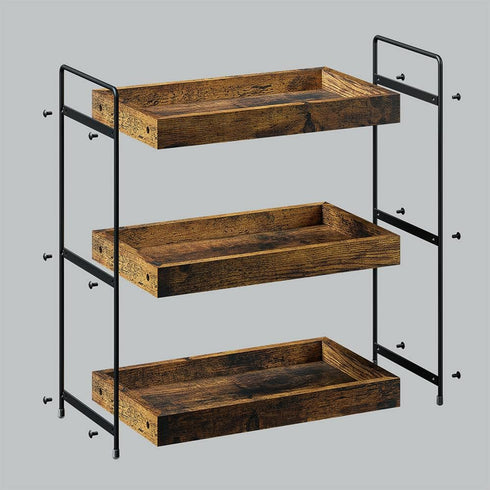 Counter 3-Tier Counter, Bathroom Organizer, Wood Spice Rack Organizer for Kitchen Vanity Skincare Organizers Shelf