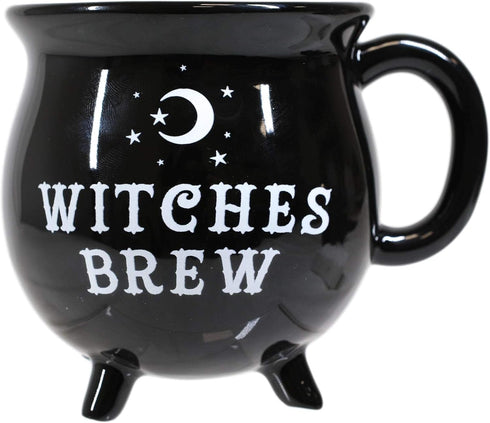 Ebros 14oz Wicca Sacred Crescent Moon Cauldron Mug, Black Coffee Tea Drink Cup