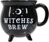 Ebros 14oz Wicca Sacred Crescent Moon Cauldron Mug, Black Coffee Tea Drink Cup