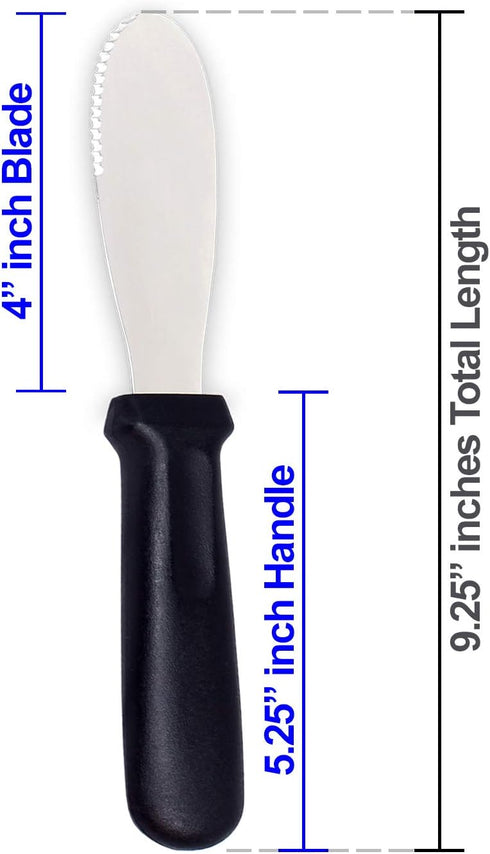 AnapoliZ 4 PCS Butter Spreader Knives, Wide Blade Stainless Steel Spreader Knife with Black Plastic Handle, Sandwich