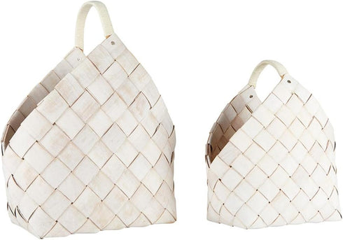 Santa Barbara Design Studio Wood Woven Storage Baskets, Nested Baskets for Home Décor, Set of 2