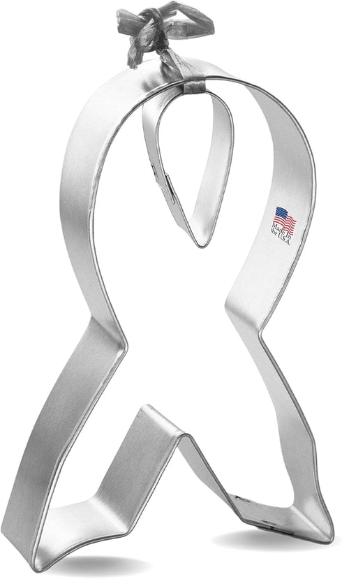 Awareness Ribbon Cookie Cutter 2 Pc Set, Ribbon & Tear Drop, Hand Made in the USA from Tin Plated Steel