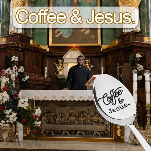 Easter Gifts Coffee and Jesus Spoon, Christian Gifts for Men, Women, Catholic Coffee Lover Gifts