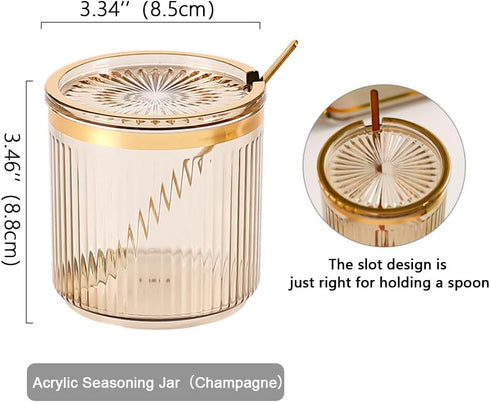 6 Pack,Seasoning Set Acrylic Condiment Spice Jars,Condiment Spice Box With Lids and Spoons and Tray,Clear Plastic