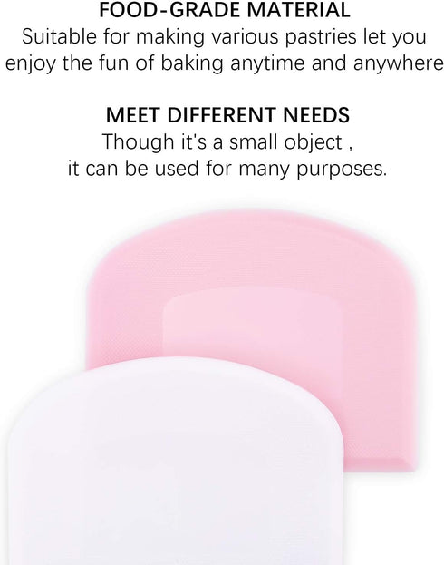 LUTER 2 Pieces 12 x 9.5 cm Pastry Horn, Plastic Dough Scraper for Kitchen, Pastry, Pancakes (Pink, White)