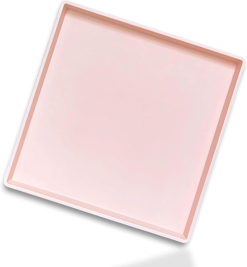 Pink Square Tray - 11 Inch Decorative Organizer Tray for Vanity, Bathroom