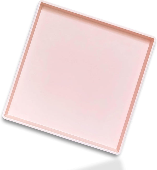 Pink Square Tray - 11 Inch Decorative Organizer Tray for Vanity, Bathroom