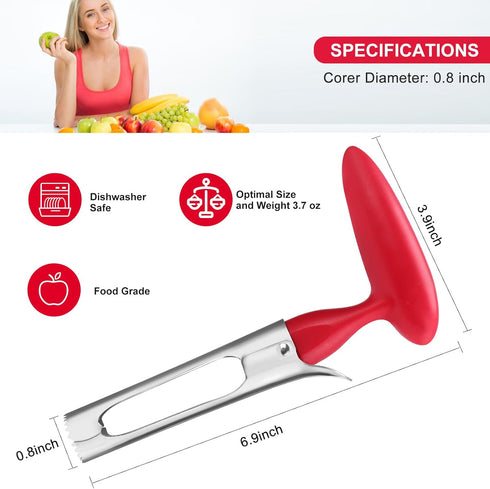 SCHVUBENR Premium Apple Corer Tool - Easy to Use and Clean - Sturdy Apple Core Remover with Sharp Serrated Blades
