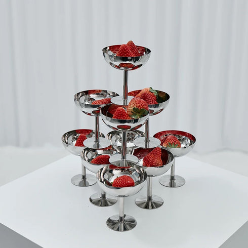4Pcs Hapivida Ice Cream Cup, Stainless Steel Serving Dessert Bowls Cups Sauce Bowls Mini Round Footed Yogurt Snack
