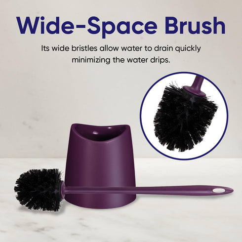 2 Pack Toilet Brush Cleaner and Holder Purple Toilet Bowl Cleaner Brush with Scrubbing Wand, Brush and Storage Caddy