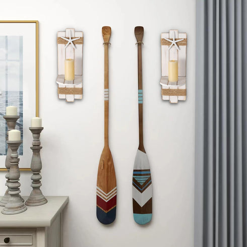 Holders,Set 2 SOMTO White Starfish Wall Candle Sconces,Beach Themed Wall Decor Ocean Wall-Mount Candleholders,Nautical