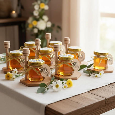 Ahhute 20 Pack 1.5oz Honey Jar, Mini Honey Jars with Dipper, Glass Honey Pot Baby Shower Favors, Party Favors & Wedding