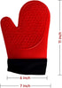 2PCS Red Black Extra Large Silicone Oven Mitts and Pot Holders - Heat Resistant Gloves for Cooking