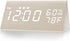 Digital Alarm Clock with Wooden LED Time Display, 3 Alarm Settings, Humidity & Temperature Detect