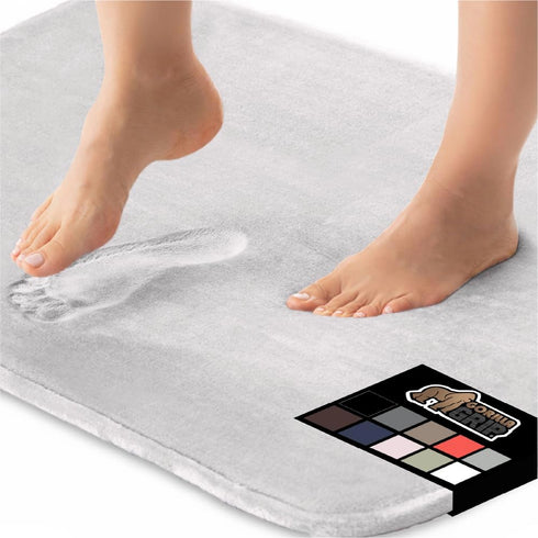 GORILLA GRIP Memory Foam Bath Rugs, Soft Absorbent Velvet Bathroom Mats, Machine Washable, 24x17 Light Gray