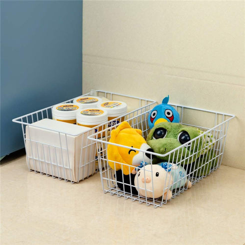 SANNO Wire Freezer Baskets, Storage Baskets for Closet, Refrigerator, Home Office, Bathroom, Pantry Organization - Set