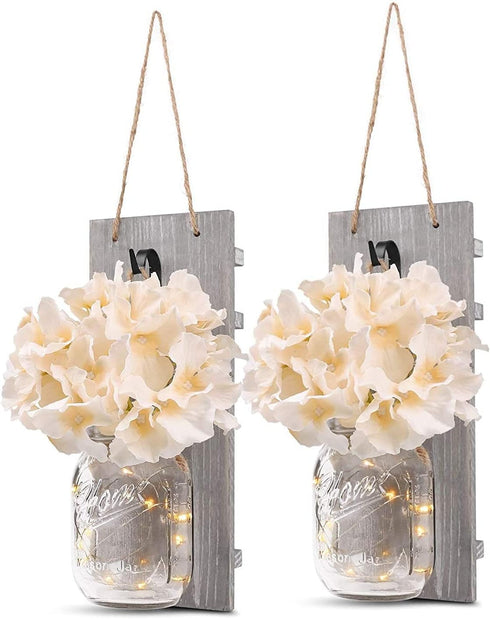 iDECOE Premium Mason Jar Wall Decor Sconces - Rustic Grey Decorative Wall Decor