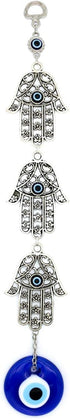 Demiwares Evil Eye Protection Charm - Hamsa Fatima Holy Hand with Evil Eye Glass, Handmade Turkish Ornament