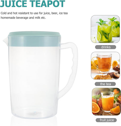 Hemoton Plastic Pitcher with Lid, 2000ml Lemonade Pitcher, Airtight Juice Beverage Jar