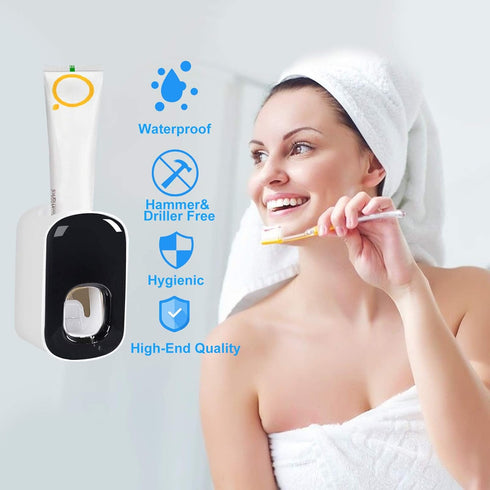 Toothpaste Dispenser, Automatic Squeezer for Kids and Adults, Hands Free Wall Mounted Holder, Punch-Free for Bathroom
