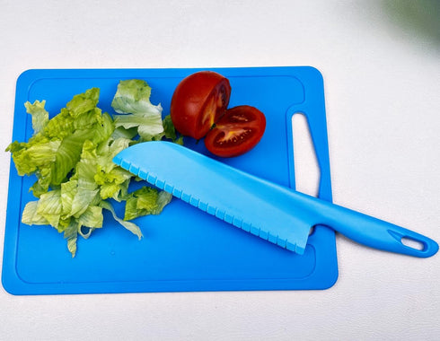 Plastic Vegetable Knife, 11" Serrated Edge Pizza Cutter with Non-slip Handle for Kitchen, 2-Pack, Blue