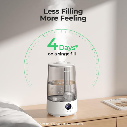Homvana Humidifiers for Bedroom - 3.6 L Cool Mist Top-Fill, 34H Super Long Time, Quiet 16dB, Baby Humidifier, Oil