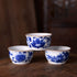Chinese Handmade Kungfu Tea Cup 60 ml, Blue and White Bone China Tea Cups Set of 3
