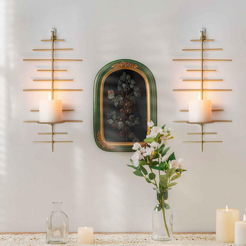 AIM & GGKK Gold Metal Candle Sconce Holder,Hanging Wall Mounted Candle Sconces