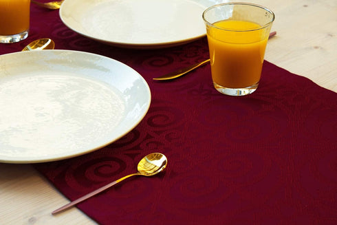 Akutana 120 inch, Red Table Runner Cranberry Damask Dresser Scarf, Outdoor Coffee Table Runner, Burgundy Jacquard