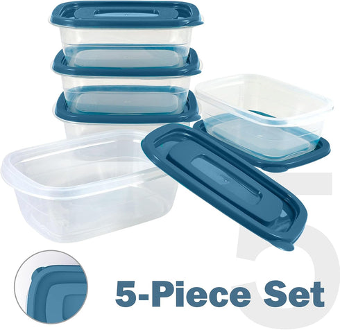 5PCS Small Food Storage Containers, BPA Free Plastic Meal Prep Containers, Freezer Microwave Safe, 0.53 Quarts
