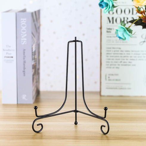 (4 Pack) 8" Black Iron Easel Display Stand for Photo Holder, Cookbooks, Plates, Tablets, Art